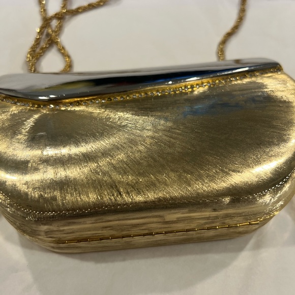 Vintage  Italy made Gold and Silver Metallic Clutch - Picture 2 of 16